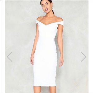 NWT Off-the-Shoulder White Midi Dress by Nasty Gal